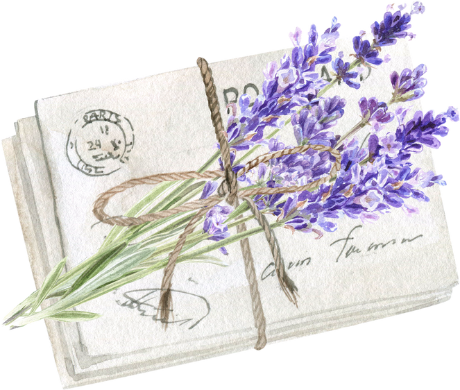 Envelope with lavender bouquet